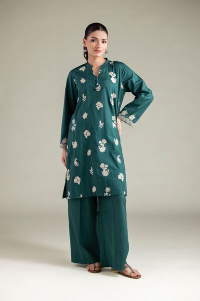 Embroidered | Cotton Dobby | Relaxed Solid Pants | GBP 15.00