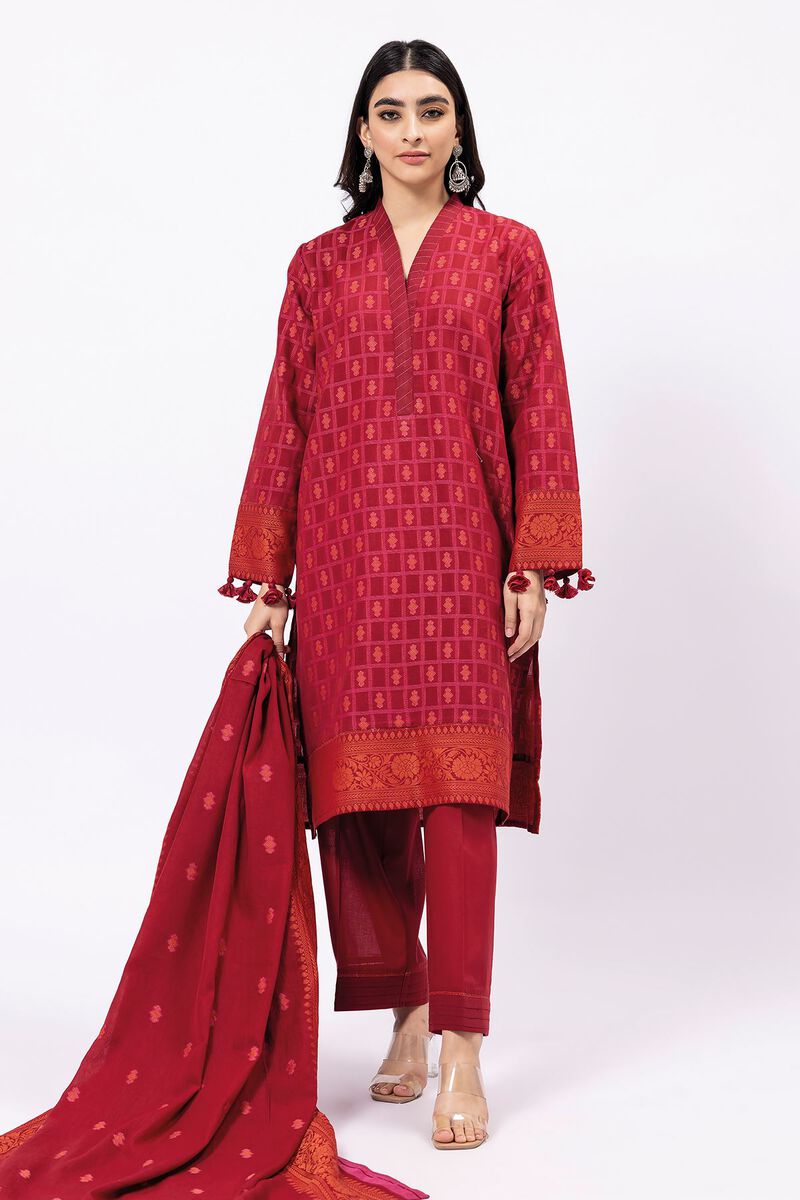 Dyed | Cotton Brosha Jacquard | Fabrics 3 Piece | null
