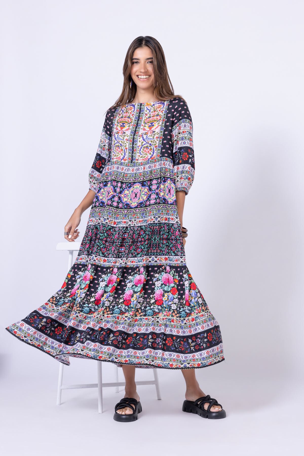 Buy Maxi Dress 21.00 GBP WSCD24204Y VG BLACK Khaadi United Kingdom