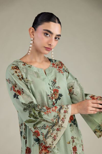 Printed | Cambric | Mint Cambric Kurta | GBP 35.00
