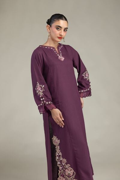 Embroidered | Raw Silk | Floral Threadwork Kurta | GBP 40.00