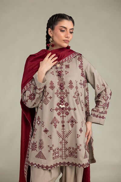 Embroidered | Raw Silk | Short Geometric Kurta | GBP 60.00