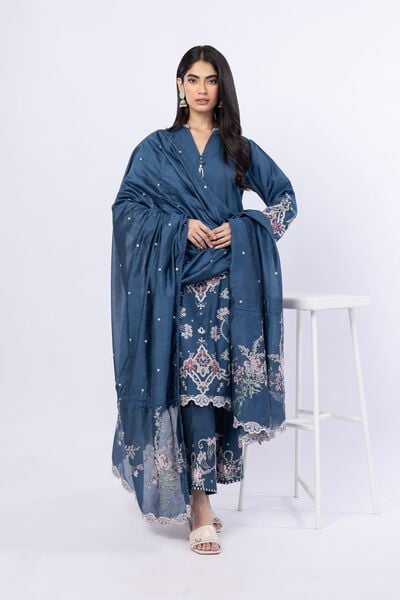 Embroidered | Cotton Net YD with White/Black Warp | Dupatta | GBP 25.00