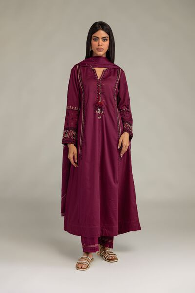 Embroidered | Cotton Dobby | Solid Cotton Pants | GBP 25.00