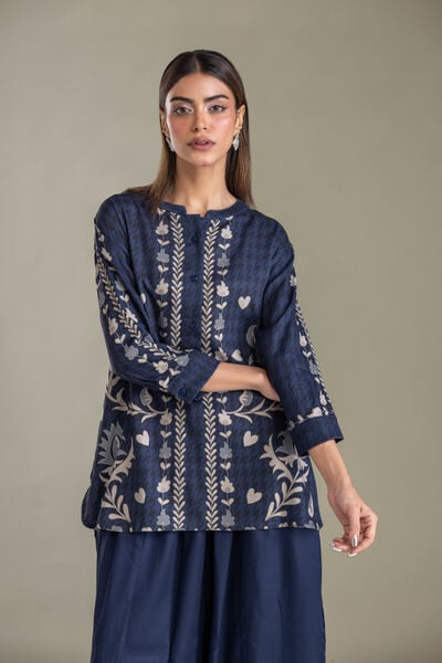 Printed | Viscose Crepe | Navy Floral Shirt | GBP 30.00