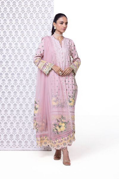 Pink Heavy embroidered Pakistani Kurta - Rent
