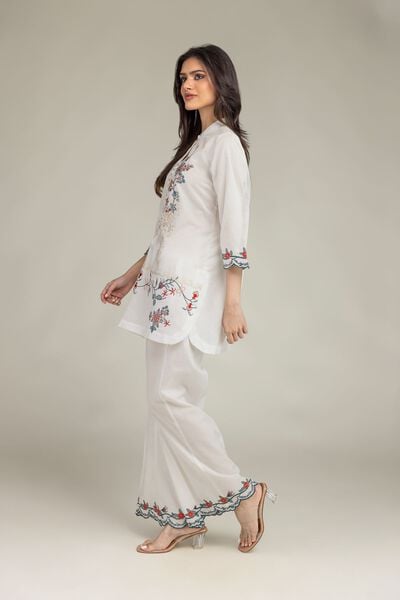 Embroidered | Cotton Dobby | Floral Cotton Pants | GBP 15.00