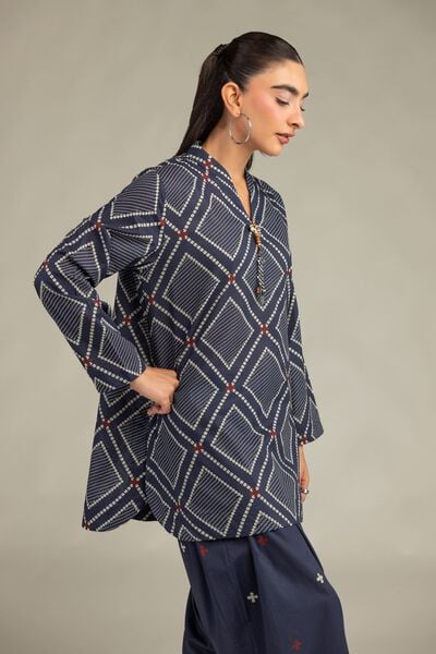 Printed | Cambric | Short Navy Kurta | GBP 30.00