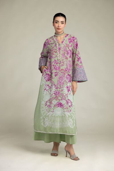 Embroidered | Raw Silk | Silk Mint Pants | GBP 25.00