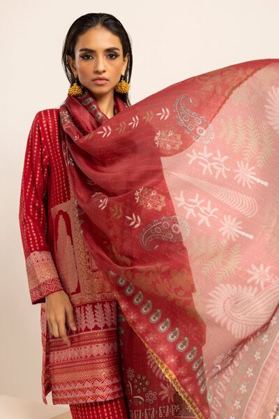 Dupatta, RED, hi-res