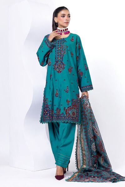 Embroidered | Dull Raw Silk | Tailored 3 Piece | GBP 60.00
