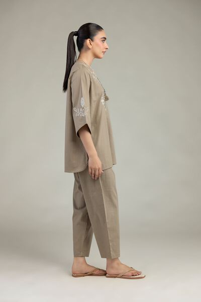 Embroidered | Textured Cotton | Textured Cotton Trousers | GBP 14.00