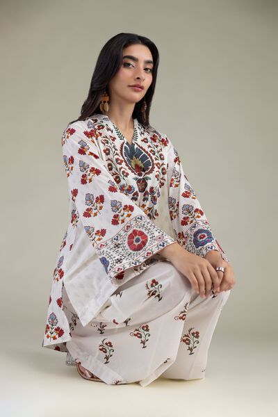 Printed | Cambric | White Cambric Kurta | GBP 15.00