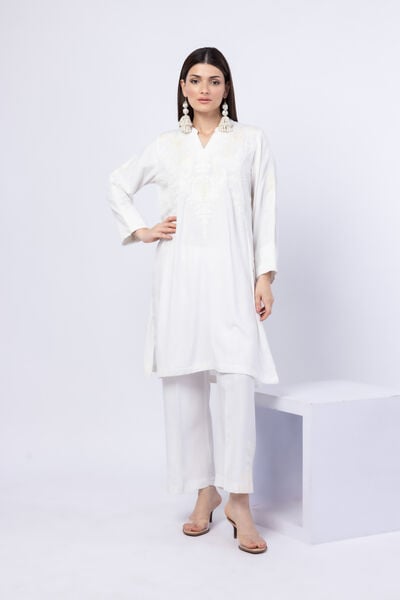 Embroidered | Crosshatch Raw Silk | Pants | GBP 20.00