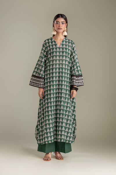 Printed | Light Khaddar | Solid Green Pants | GBP 25.00