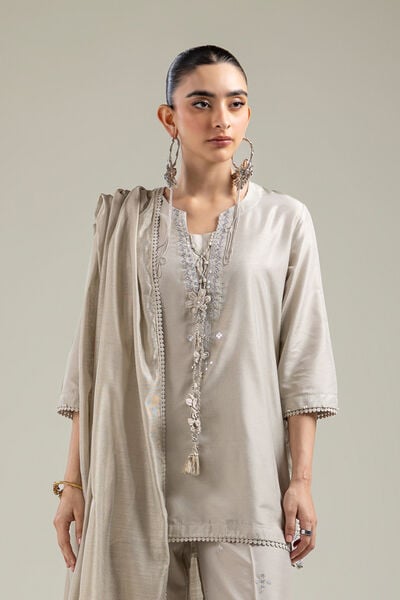 Raw Silk | Beige Raw Silk Kurta | GBP 30.00