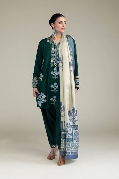 Embroidered | Raw Silk | Floral Silk Shalwar  | GBP 25.00