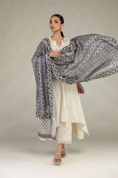 Textured Cotton | Embroidered | Textured Cotton Pants | GBP 25.00