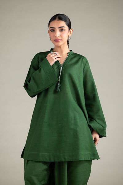 Dyed | Textured Cotton | Solid Drawstring Kurta | GBP 20.00