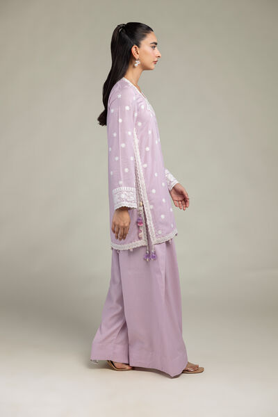 Embroidered | Raw Silk | Solid Lavender Shalwar | GBP 30.00