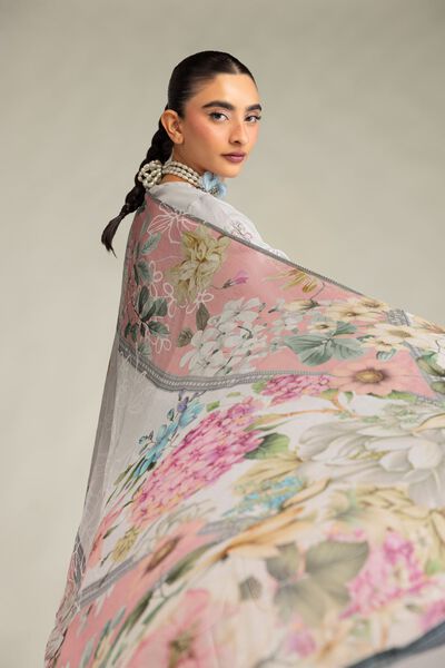 Embroidered | Mesuri | Floral Gray Dupatta | GBP 20.00