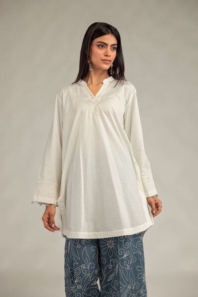 Embroidered | Cotton Dobby | V-Neck Solid Kurta | GBP 35.00