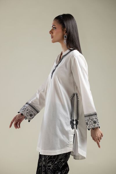 Embroidered |Cotton Dobby | White Cotton Kurta | GBP 25.00
