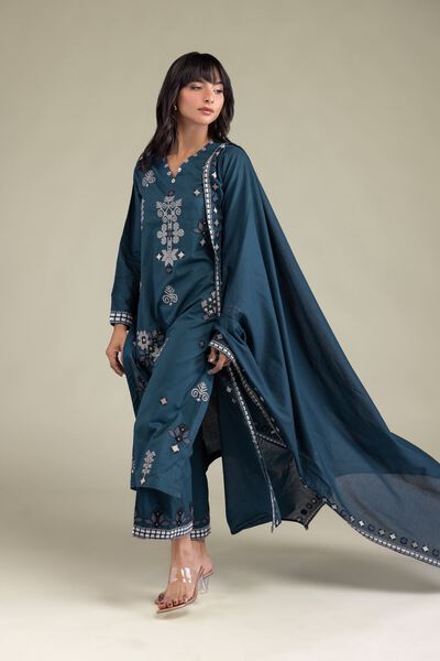 Embroidered | Cambric | Teal Cambric Pants | GBP 15.00