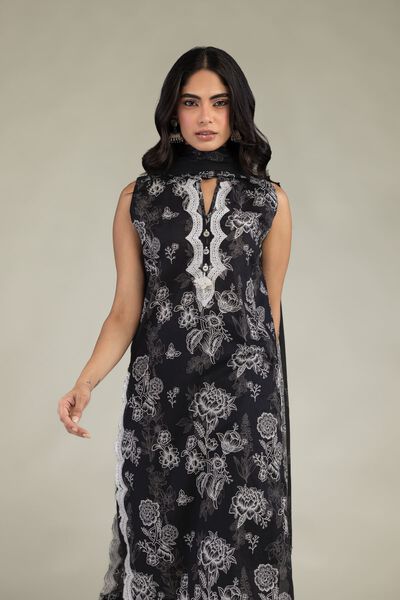 Embroidered | Cambric | Black Cambric Kurta | GBP 35.00
