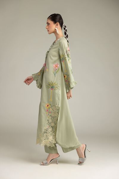 Embroidered | Raw Silk | Pants | GBP 25.00