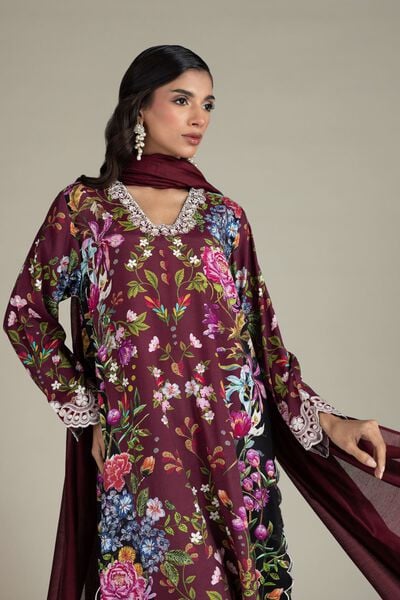 Embroidered | Raw Silk | Three-Piece Tailored Set | GBP 70.00