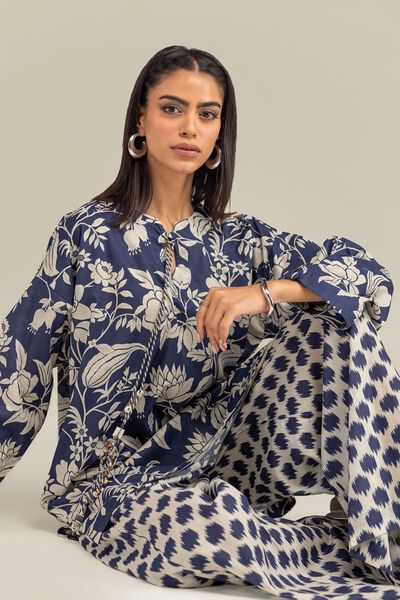 Printed | Cambric | Floral Navy Kurta | GBP 30.00