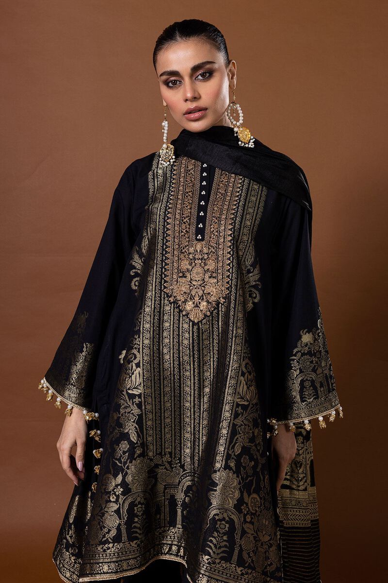 Dyed | Composed Polyester Brosha Jacquard | Fabrics 3 Piece | null