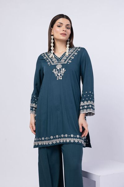 Embroidered | Crosshatch Raw Silk | Kurta | GBP 45.00