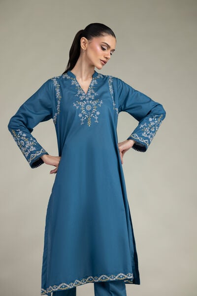 Embroidered | Cambric | Floral Longline Kurta | GBP 35.00