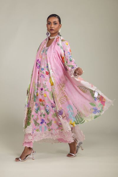 Raw Silk | Floral Embroidered Suit | GBP 155.00