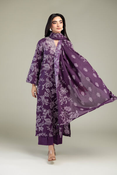 Embroidered | Lawn | Floral Purple Dupatta | GBP 25.00
