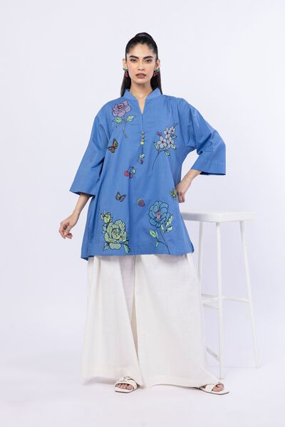 Embroidered | Crosshatch Poplin | Kurta | GBP 25.00