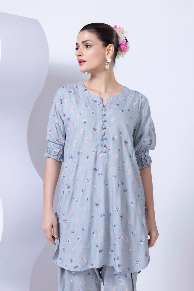 Embroidered | Crosshatch Raw Silk | Kurta | GBP 40.00