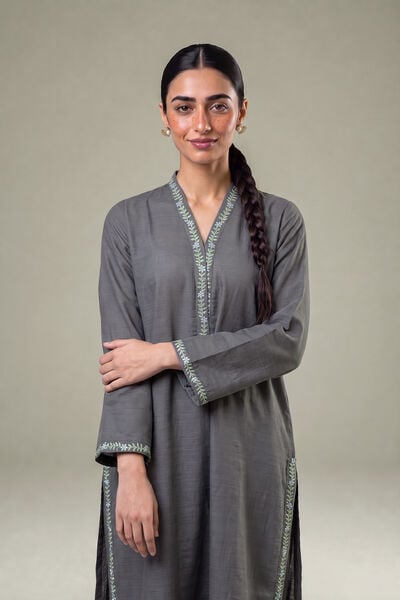 Embroidered | Light Khaddar | Longline V-Neck Kurta | GBP 30.00