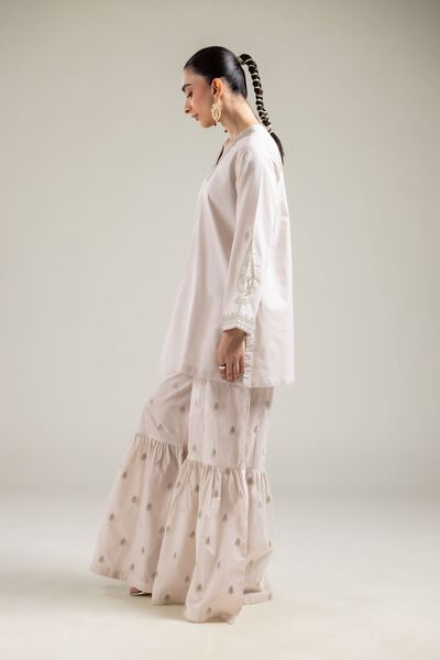 Embroidered |Cotton Dobby | Flare Cotton Pants | GBP 25.00