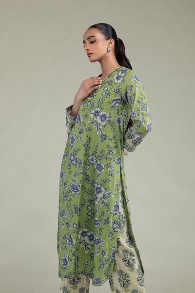 Printed | Cambric | Floral Green Kurta | GBP 30.00