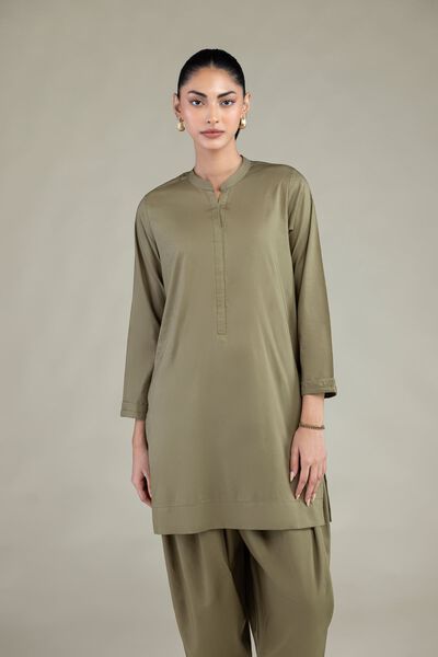 Dyed | Cotton Viscose | Solid Olive Kurta | GBP 9.00