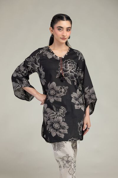 Printed | Cotton Dobby | Black Floral Kurta | GBP 20.00