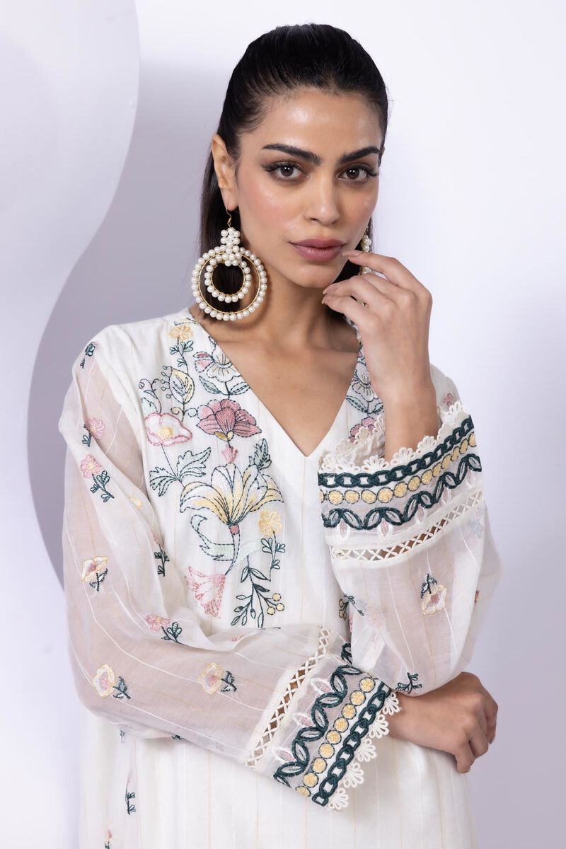 Embroidered | Cotton Zari Organza | Kurta | GBP 30.00