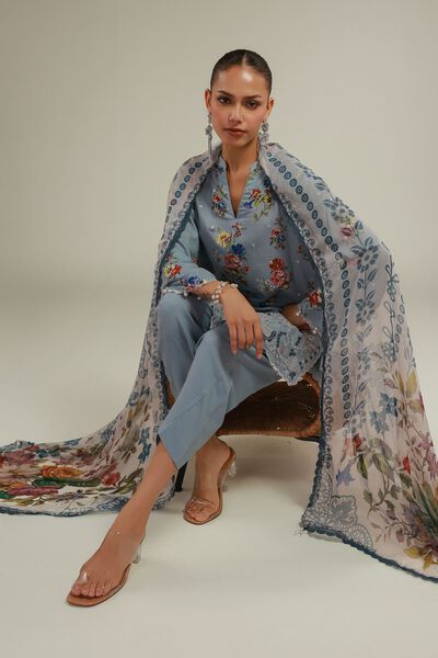 Embroidered | Chiffon | Floral Draped Dupatta | GBP 30.00