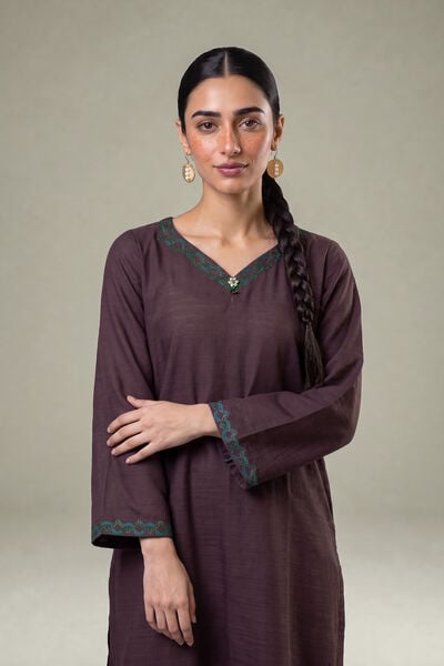 Embroidered | Light Khaddar | Longline V-Neck Kurta | GBP 30.00
