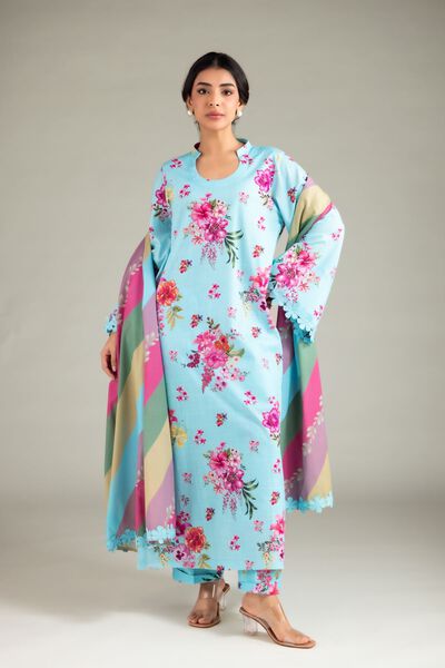 Printed  | Textured Cotton | Pants | GBP 20.00