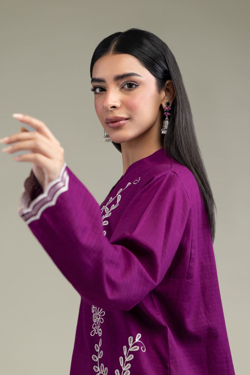 Embroidered | Cotton Dobby | Floral Longline Kurta | GBP 40.00