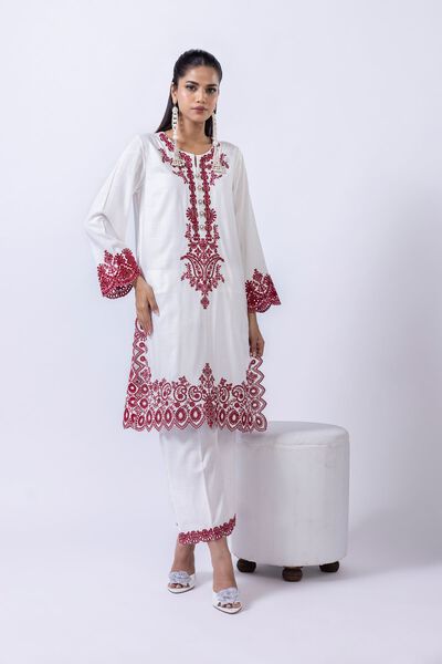 Embroidered | Crosshatch Raw Silk | Kurta | GBP 60.00